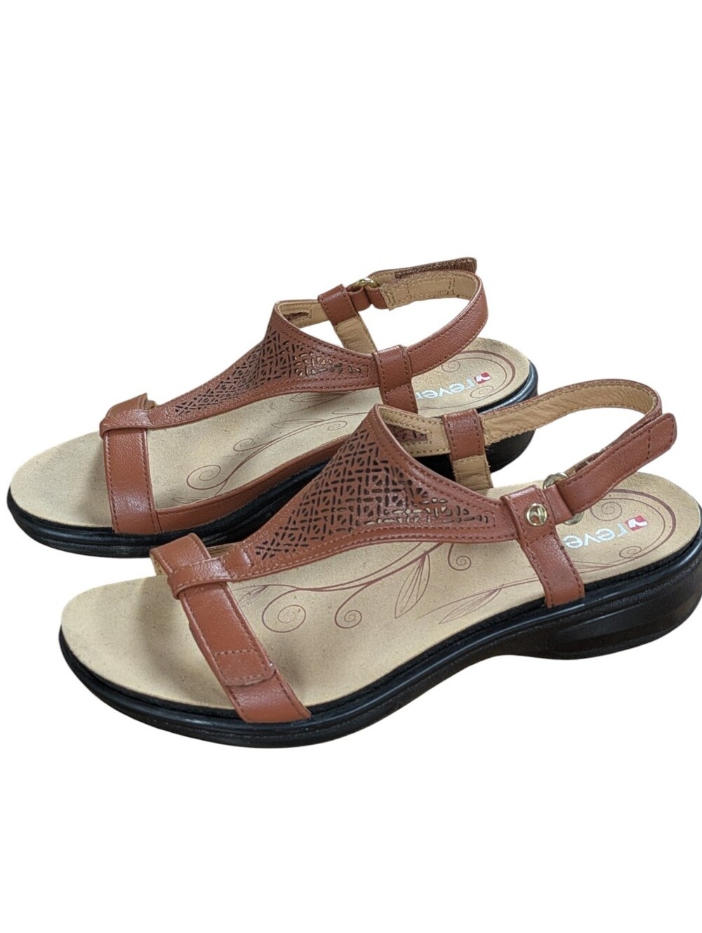 Revere Santa Fe Brown Leather T-Strap Sandal Size 37
